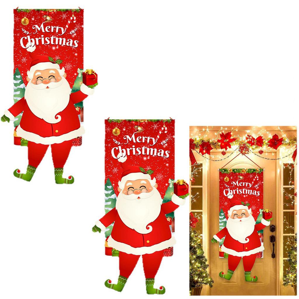 2025 Christmas Hanging Flag Banner Christmas Decorations For Home ,Christmas Door Ornaments Santa Claus Snowman Gifts