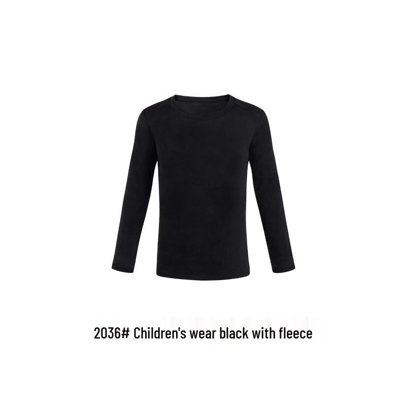 Girls  Fleece-Lined Warm Base Layer Top – Autumn/Winter, Quick-Drying, Round Neck, Skin-Friendly, Tight-Fitting 28 чёрный