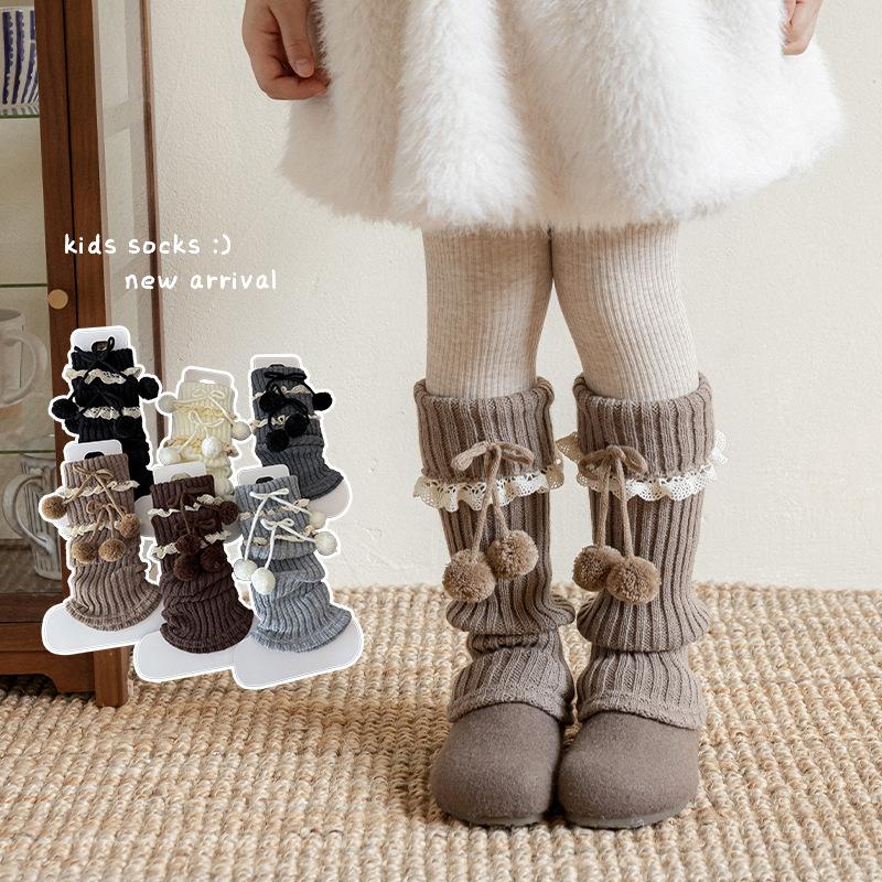 Stiefel Shang Baumwolle Kinder Socken Überzug Niedliche Kugel Schleife Lolita Spitze Stulpen Koreanische Mädchen Beinstulpen