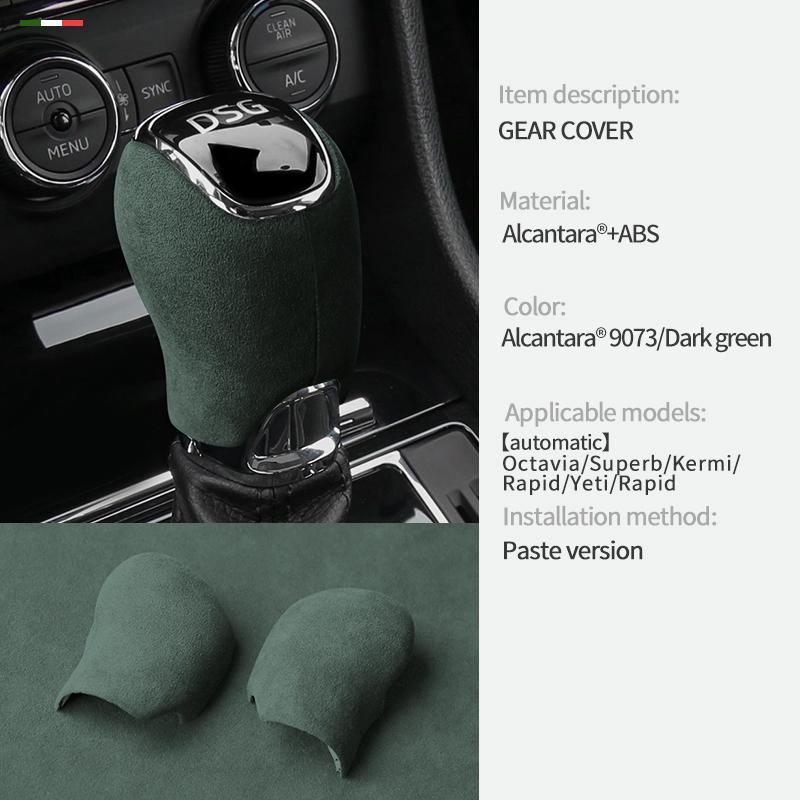 Car Center Console Gear Shift Head Knob Cover Trim For Skoda Octavia Superb Kermi Rapid Yeti Rapid Alcantara Suede Accessories