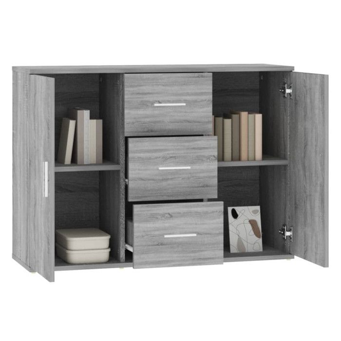 VidaXL Buffet Sonoma Grey 91x29.5x65 Cm Engineered Wood 823348