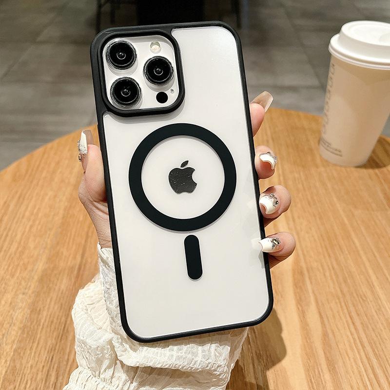 

Suitable for Apple 16 Phone Case, Transparent Magnetic Attraction, IPhone15promax Protective Case, Frosted Acrylic 14 Simple iPhone16