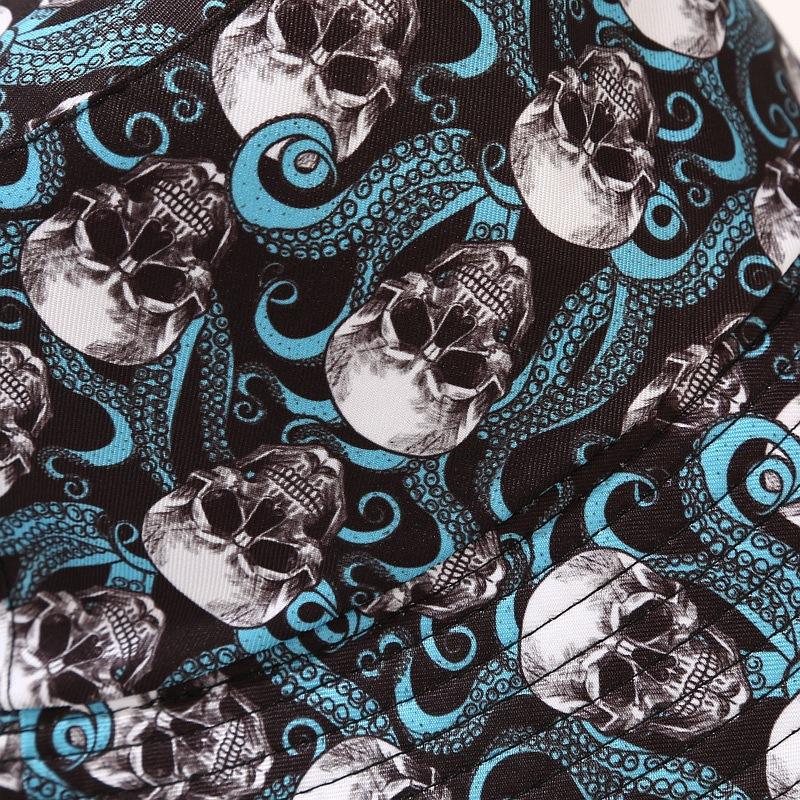 New Skull Pattern Double-sided Bucket Hat Street Hip-hop Hip-hop Hat Sun Protection Hat