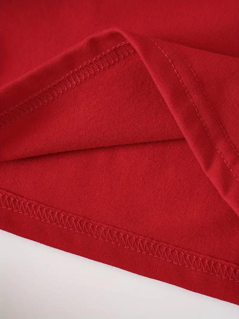 Women's Short-Sleeved Christmas Crew Neck Top - European & American Style