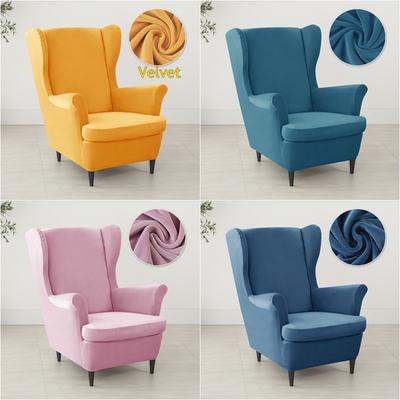 Velvet Wing Chair Cover Stretch Spandex Wingback Chair Cover Elastic Lazy Boy Armchair Cover Sofa Covers With Seat Cushion Cover