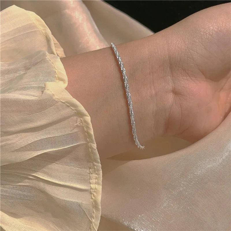 Korean Style Stainless Steel Ripple Chain Bracelet for Women