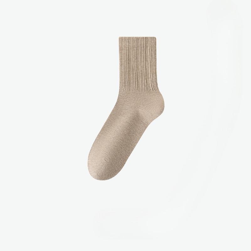 Female Spring and Autumn Pure Color All Kinds of Casual Cotton Sweat Absorption Breathable Sports Tube Socks