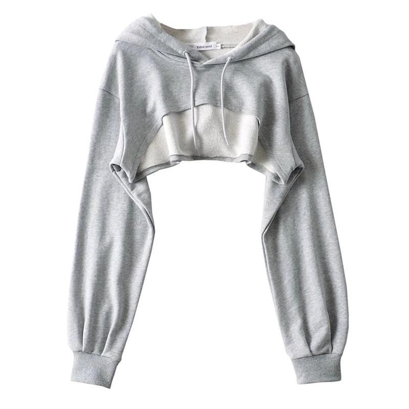 Spring Women's European-American Style Drawstring Hoodie - Solid Color, Versatile Long Sleeve Sweatshirt