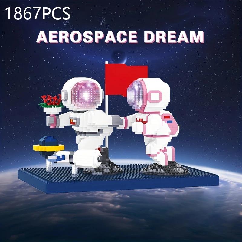 Non-Toxic 1867Pcs Astronaut Building Block Spaceman Model Assembly Bricks Toys With Light Desktop Decoration Kids Toys Birthday Gifts