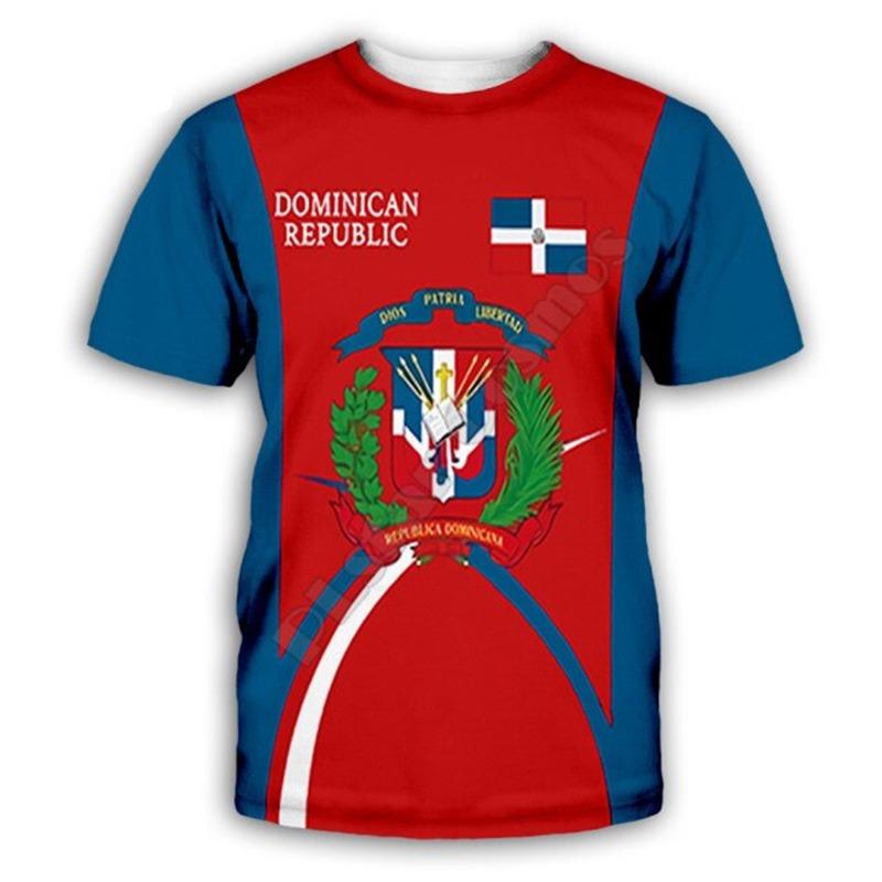 Den dominikanske republikk 3D-trykte T-skjorter for menn kvinner avslappet gate kort ermet topper pustende komfortable utendørssports-t-skjorter