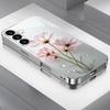 Water droplet flower electroplated glass phone case suitable for Samsung Galaxy S26 S25 S24 S23 S22 S20 FE/Ultra/Plus anti drop