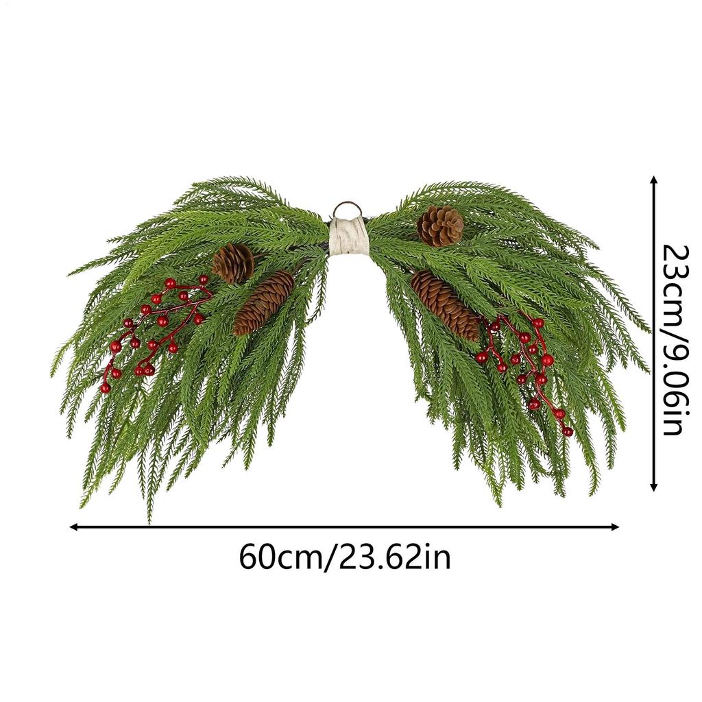 Christmas Wreath 24 Inch Festive Artificial Front Door Christmas Swag For Indoor Window Mantel Restaurant Wall Fence Dining Room
