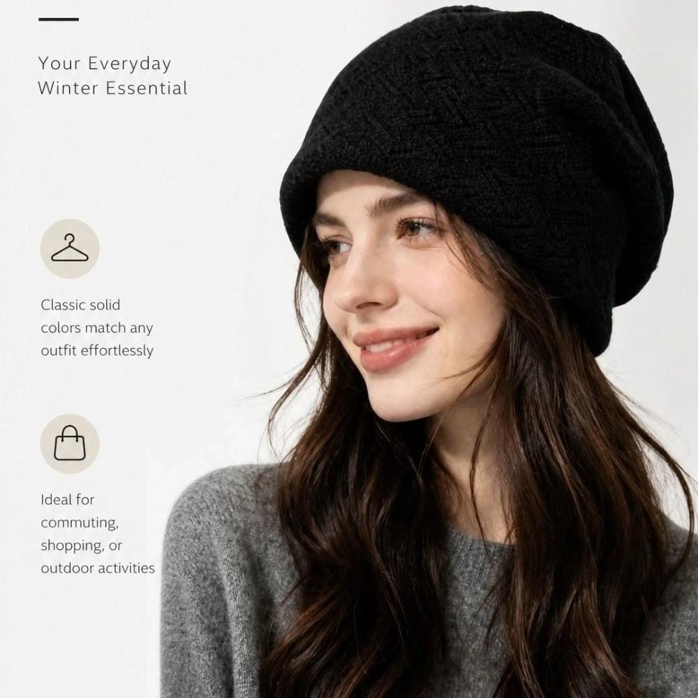 Keep Warm Beanie Hat Ear Protection Pullover Caps Casual Knitted Hat Winter