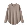 Cashmere Seven-Stitch Round Neck Loose Mid-Length Split Hem Knitted Sweater