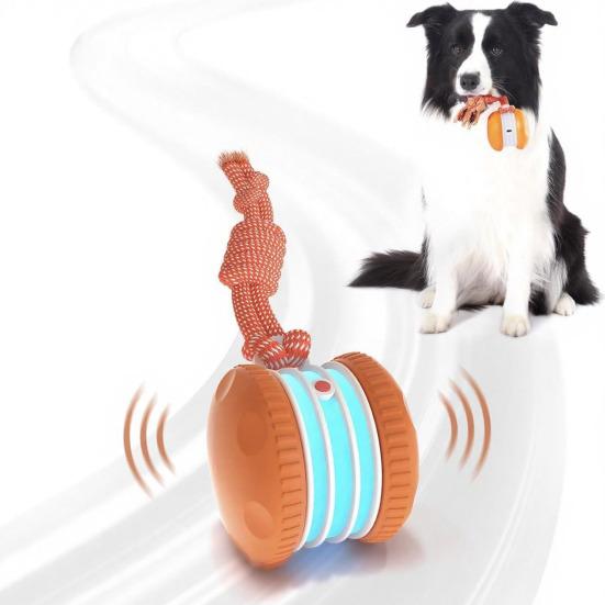 Interactive Dog Toy Automatic Rolling Dog Toy with 2 Speed Settings Chirping Touch Activated Electric Rolling Ball for Small To Large Dogs Chewing