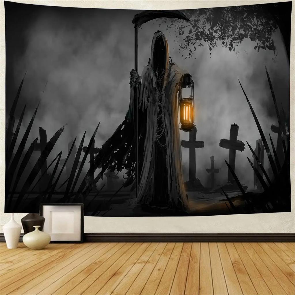 Boho Wicked Magic Castle Ghost Wall Rug Decor Devil Bedspread Cushion Halloween Pumpkin Lantern Wall Tapestry Tapiz