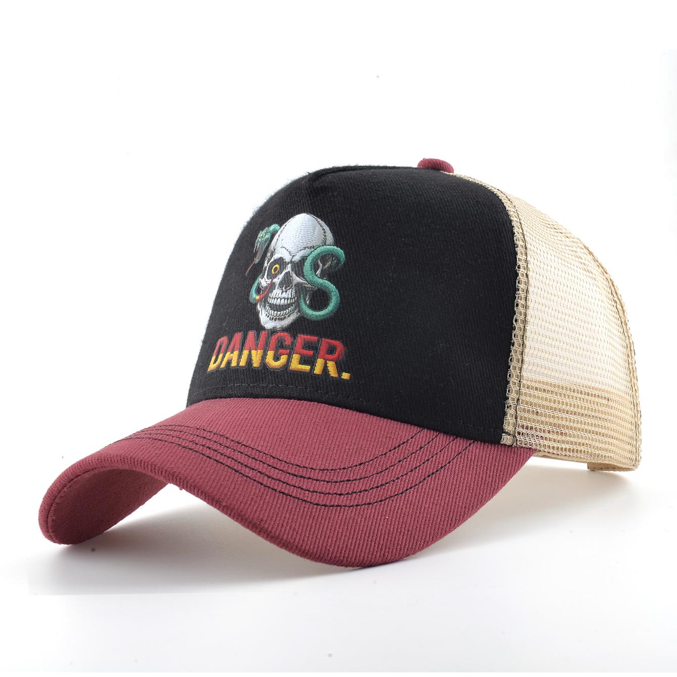 

Summer Baseball Cap Outdoor Breathable Mesh Trucker Cap Men Women Printing Skull Snapback Hip Hop Caps Adjustable Visor Cap
