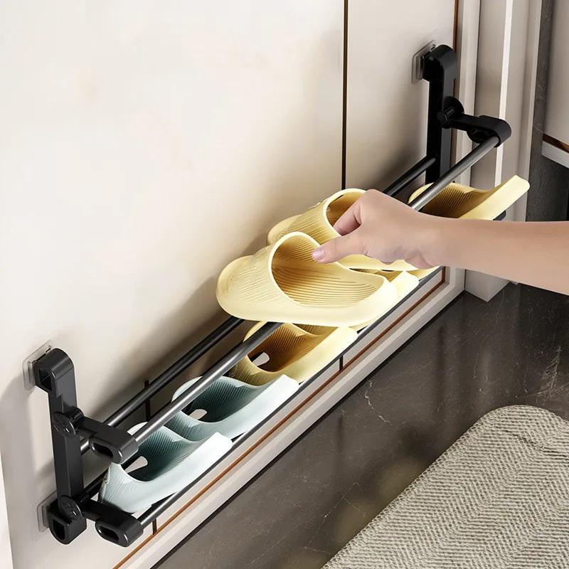Wandmontierter Schuhständer Freies Stanzen Pantoffelständer Badezimmer Pantoffelhaken Schuhablage Regal Trockenständer Tür Schuhhängehalter