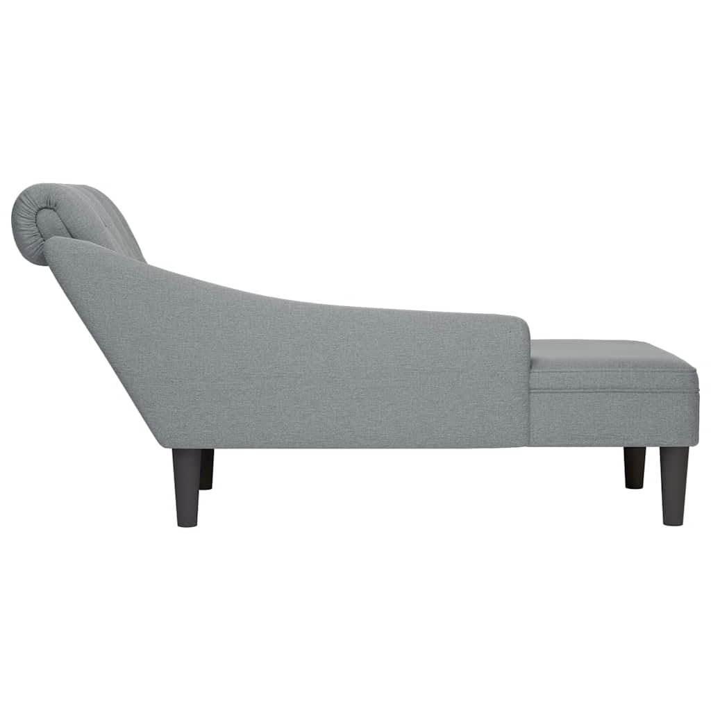 Chaiselongue with Cushion and Right Armrest Light Grey Fabric