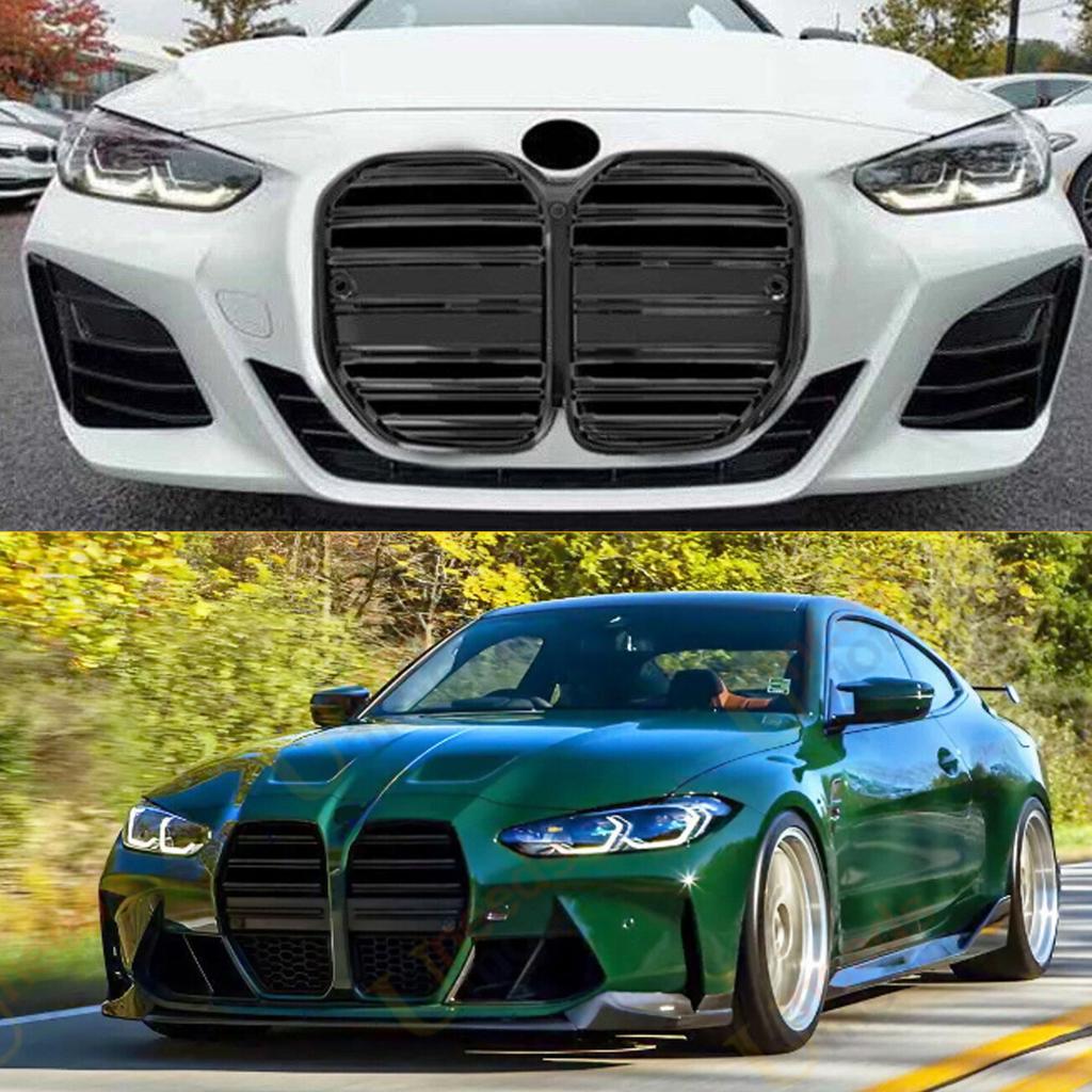 M4 Style Front Bumper Grille Compatible with BMW 4 Series G22 G23 420i 430i 435i M440i 2021-2024 Kidney Racing Grill Gloss Black