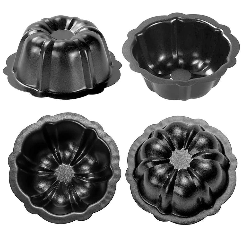 4 Pcs Nonstick Fluted Cake Mold 4 Inch Muffin Cups Easy to Clean Oven Baking Mold Cupcake