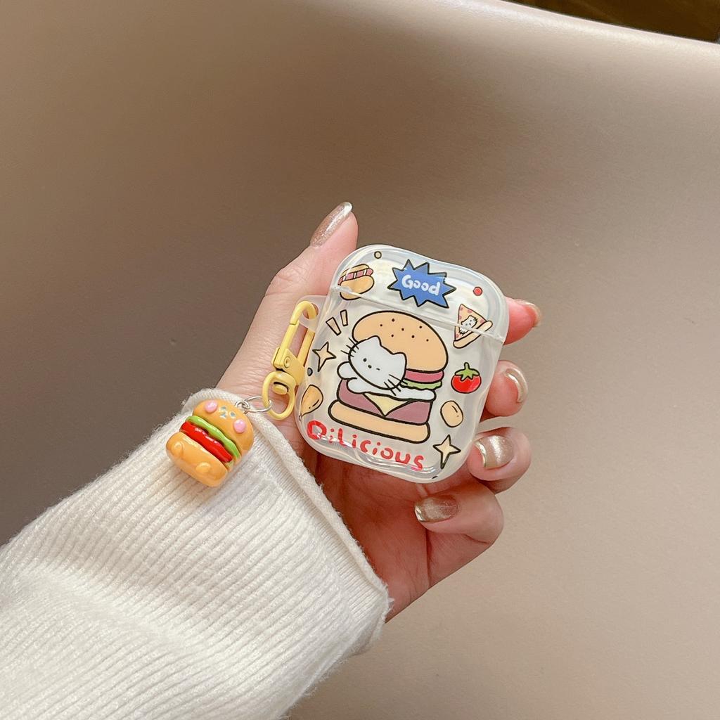 Applicable To Korean Hamburger Cat AirPods 1 Protective Case Pro1 Apple Wireless Bluetooth 1/1st Generation Earphone Case