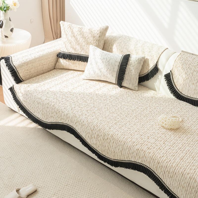High-Grade Chenille Sofa Cushion, All-Season Non-Slip Sofa Cover Towel, Light Luxury Seat Cushion, Special-Shaped Backrest, Machine Washable