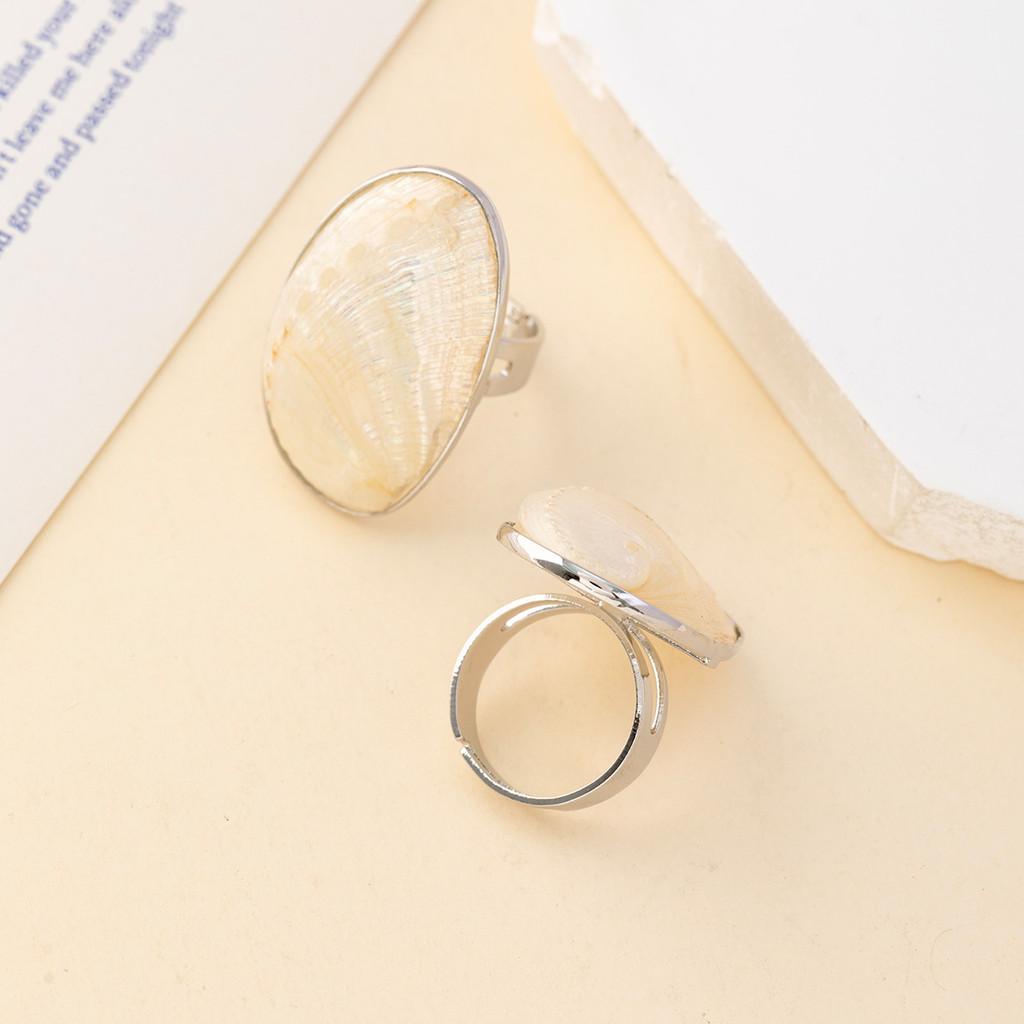 Shell Jewelry Ring Copper Plated White K Opening Adjustable For Fashion Fans