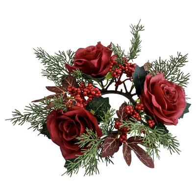 Künstliche Blumen Kerzenringe Künstliche Blumengirlanden Kerzenringe Blumengirlande Kranz Kerzenhalter Künstliche Kleine Kerze