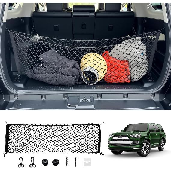 Trunk Cargo Net For 2010-2024 Toyota 4Runner 2 Row Model Only, Trunk Organizer Net Anti-Slip Rear Mesh Cargo Netting For 4 Runner SUV