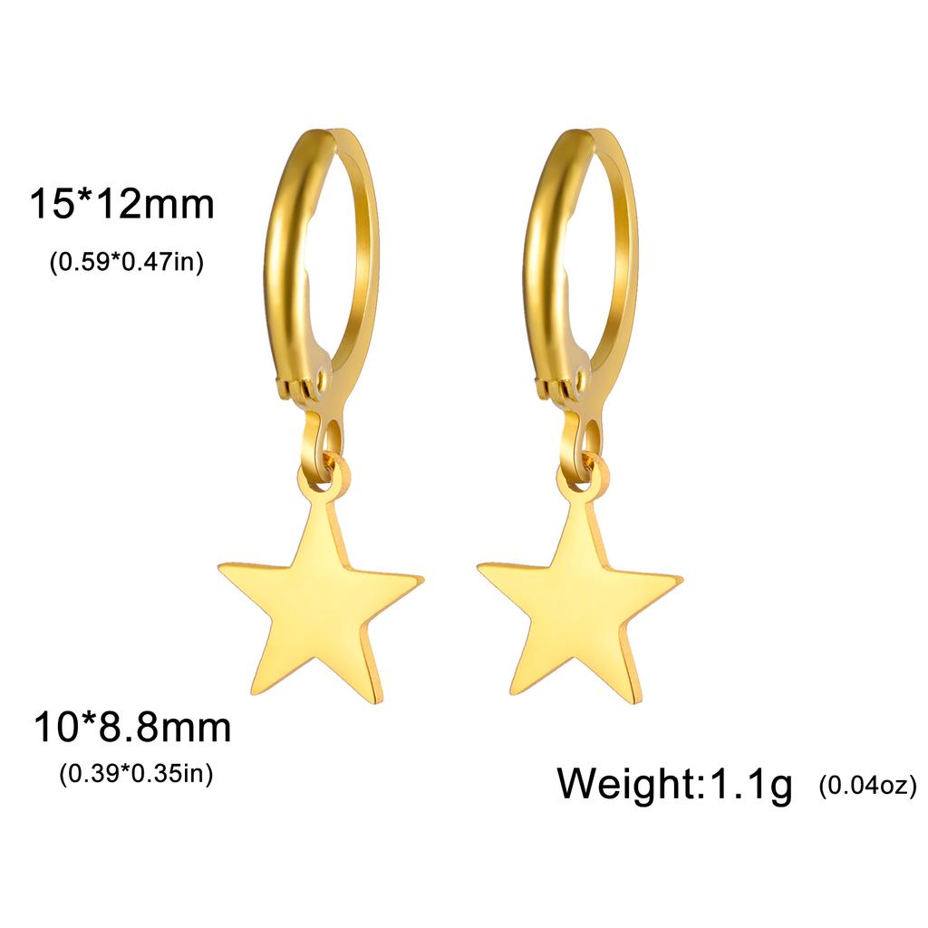 Moon Star Drop Earrings for Women Gold Stainless Steel Hoop Earrings Simple Fashion Jewelry Gift