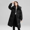 New white duck down jacket women's winter fox fur collar hooded thickened knee medium and long coat