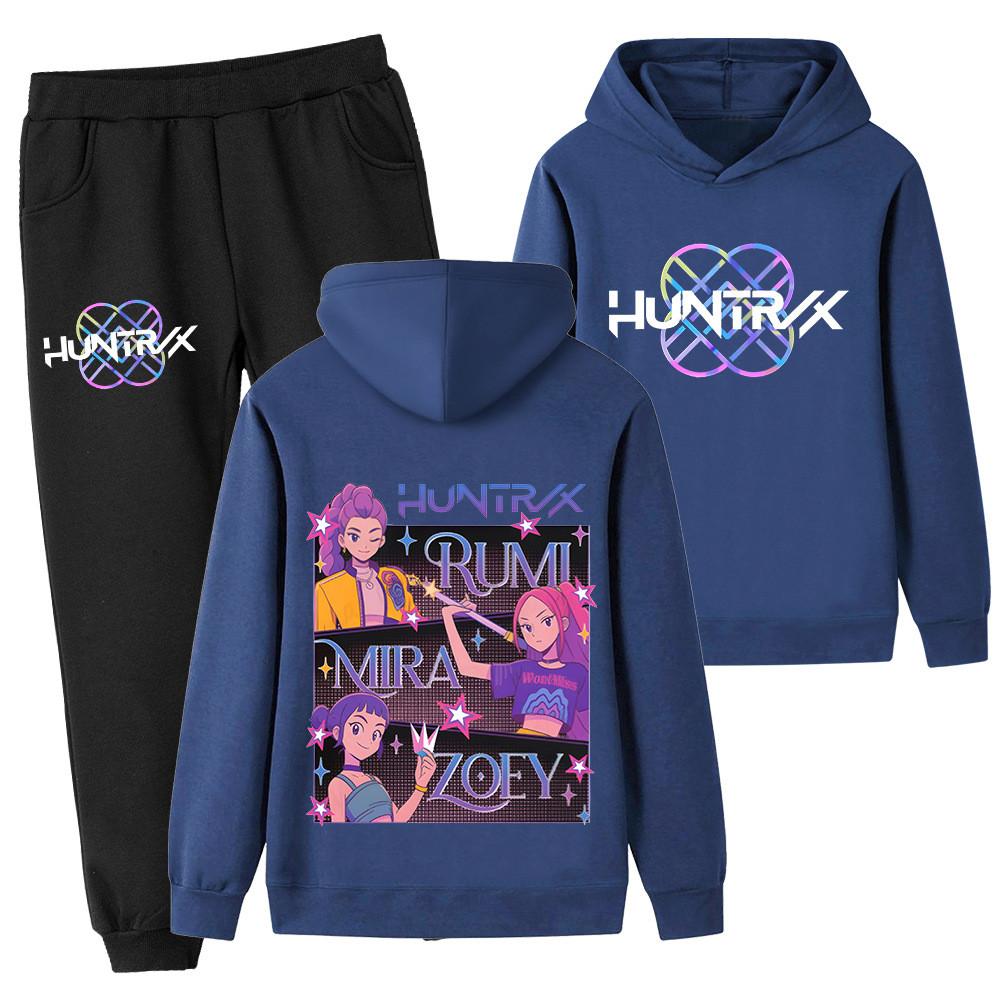 PB1225-2 Kids Boys Girls Kpop Mira Zoey Rumi Double-sided Print Long Sleeves Hoodie Pants Trousers Clothes Sets