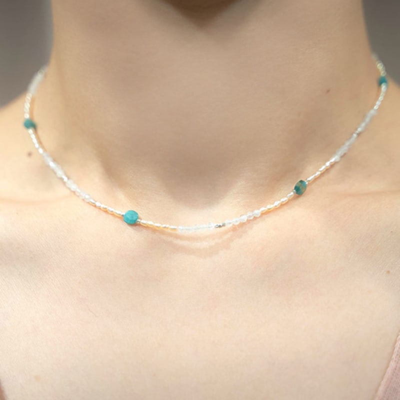 HARANG HR 48N_Malachite Moonstone Pearl Beads Necklace