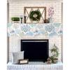 Nautical Coastal Mantle Scarf for Fireplace, Ocean Beach Seashell Starfish Themed Fireplace Cover Decorations Marine Underwater Mantel Top Scarf