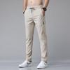 Men's Summer Quick-Dry Slim Fit Ice Silk Pants - Korean Style Straight Leg