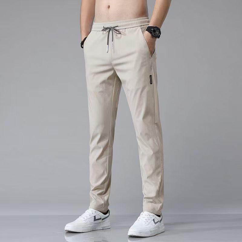Men's Summer Quick-Dry Slim Fit Ice Silk Pants - Korean Style Straight Leg