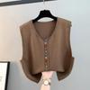 2025 Women’s Knitted V-Neck Cardigan Vest - Sleeveless, Loose Fit for Spring & Autumn