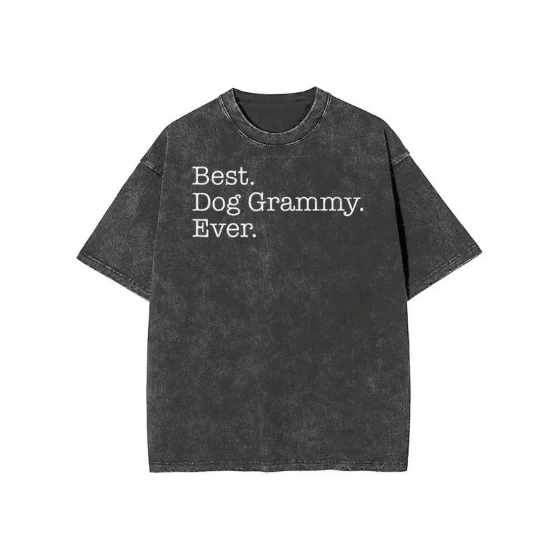 

The Best Dog Grammy Award Washed, High-Quality Printed Cotton Retro Fashion T-Shirt, for Summer T-Shirts with a Certain Thickness, Holiday Gift S чёрный
