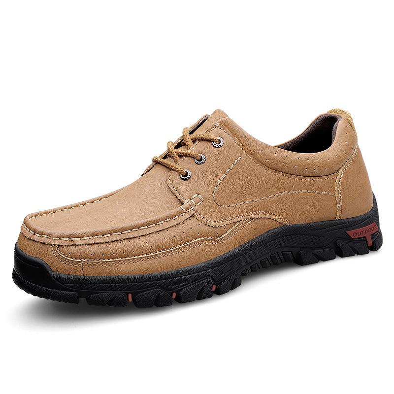 Old man head men's shoes thick sole wear-resistant outdoor hiking shoes men's leather shoes genuine leather first layer cowhide men's leather shoes