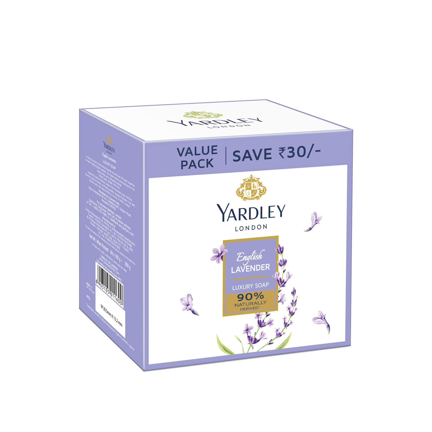 

Yardley London English Lavender And Rose Soap Pack, Triple Milled Luxury Bath Bar For Gentle Cleansing And Long Lasting Fragrance, 3x100g