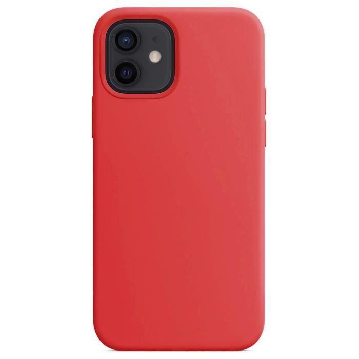 Coque pour iphone 12 - premium - rouge - antichoc - anti-dérapante - souple