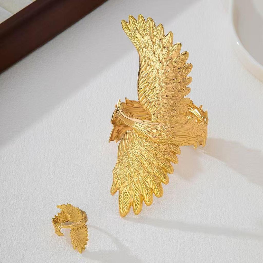 Elegant Phoenix Bracelet & Ring Set - Personalized, Luxurious Design
