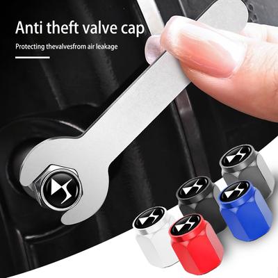 For DS 4PCS Aluminum Car Tire Valve Caps Anti Theft Auto Wheel Stem Covers SPIRIT DS4S DS3 DS5 5LS DS6 DS7 DS9 E-Tense WILD