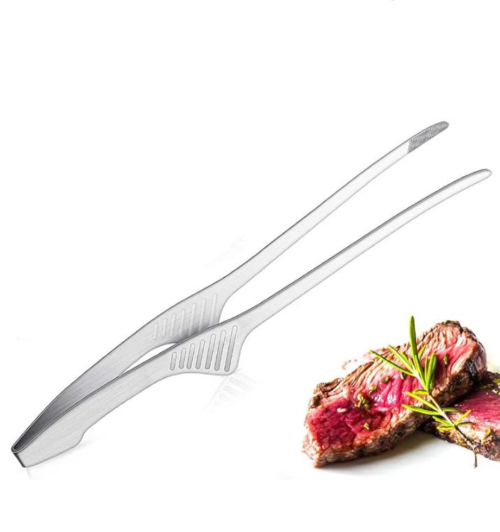 BBQ Tongs Non Slip Cooking Utensils Stainless Steel Tongs for Serving Food, Salad, Camping, Barbecue, Buffet