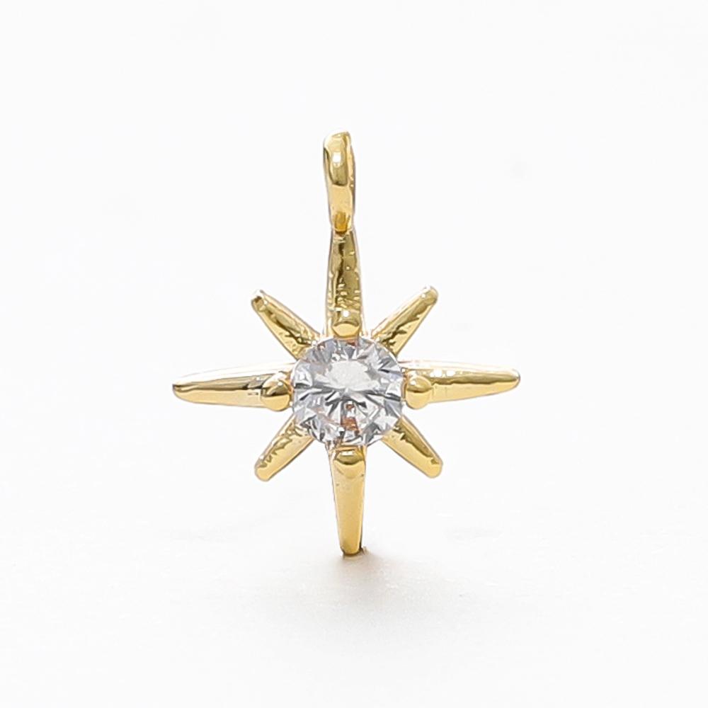 10Pcs/lot 14K Gold Color Plated Brass Star Pendants with Zircon Charms Pendant for DIY Necklace Jewelry Making Accessories