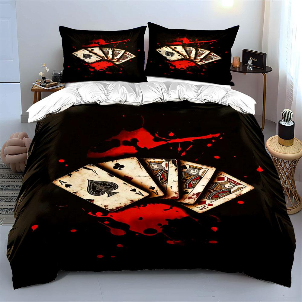 Playing cards with splashes. Bedding sets Duvet cover sets Duvet covers Pillowcases(1* Duvet Cover 2* Pillowcases without duvet insert)