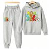 Creative Character Actions Print Kids Pullovers Pants 2-piece Set Street Casual Fashion Hoodies Vintage Boy's Girl Clothes