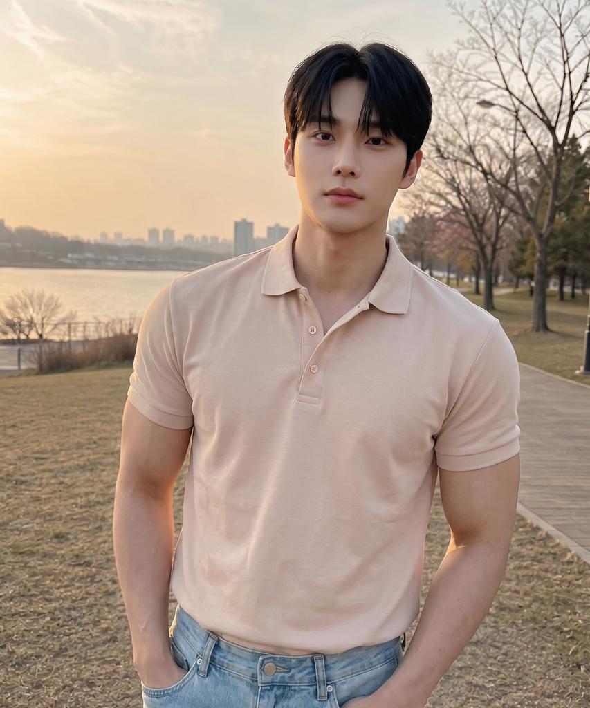 HERVINO Basic Cool Cotton Collared Short Sleeve Tee [Light Beige] (Type A)
