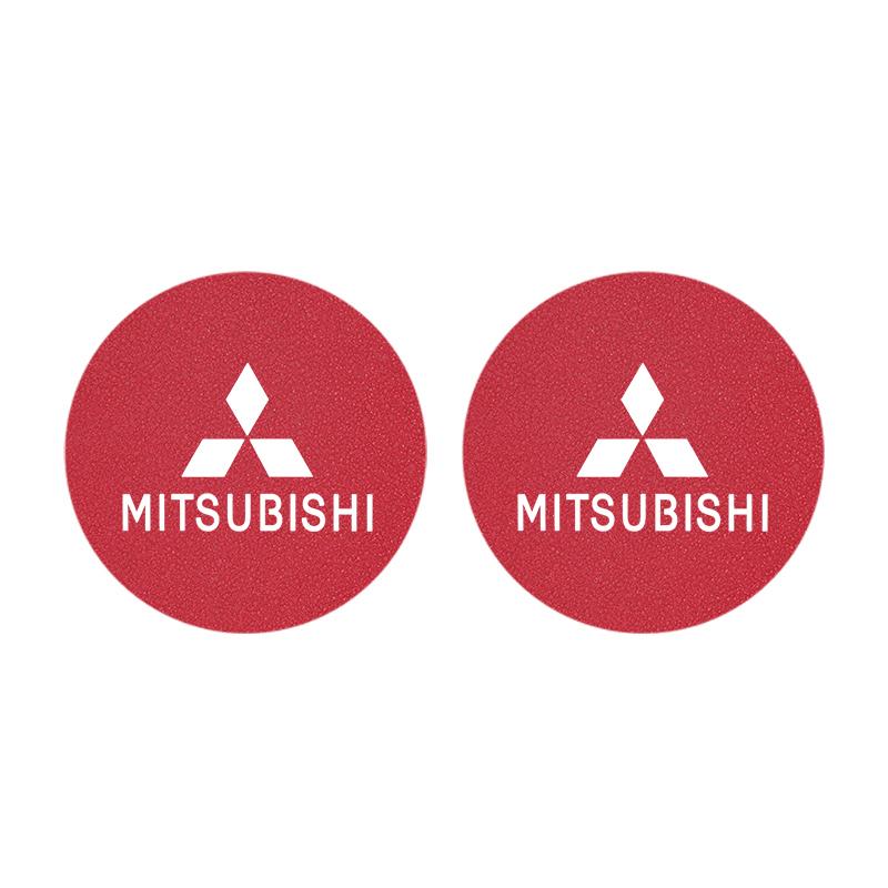 

2Pcs Car Cup Mat Leather Auto Cup Slot Non-Slip Coaster For Mitsubishi EK Pajero Xpander Eclipse Cross ASX L200 Xforce Outlander